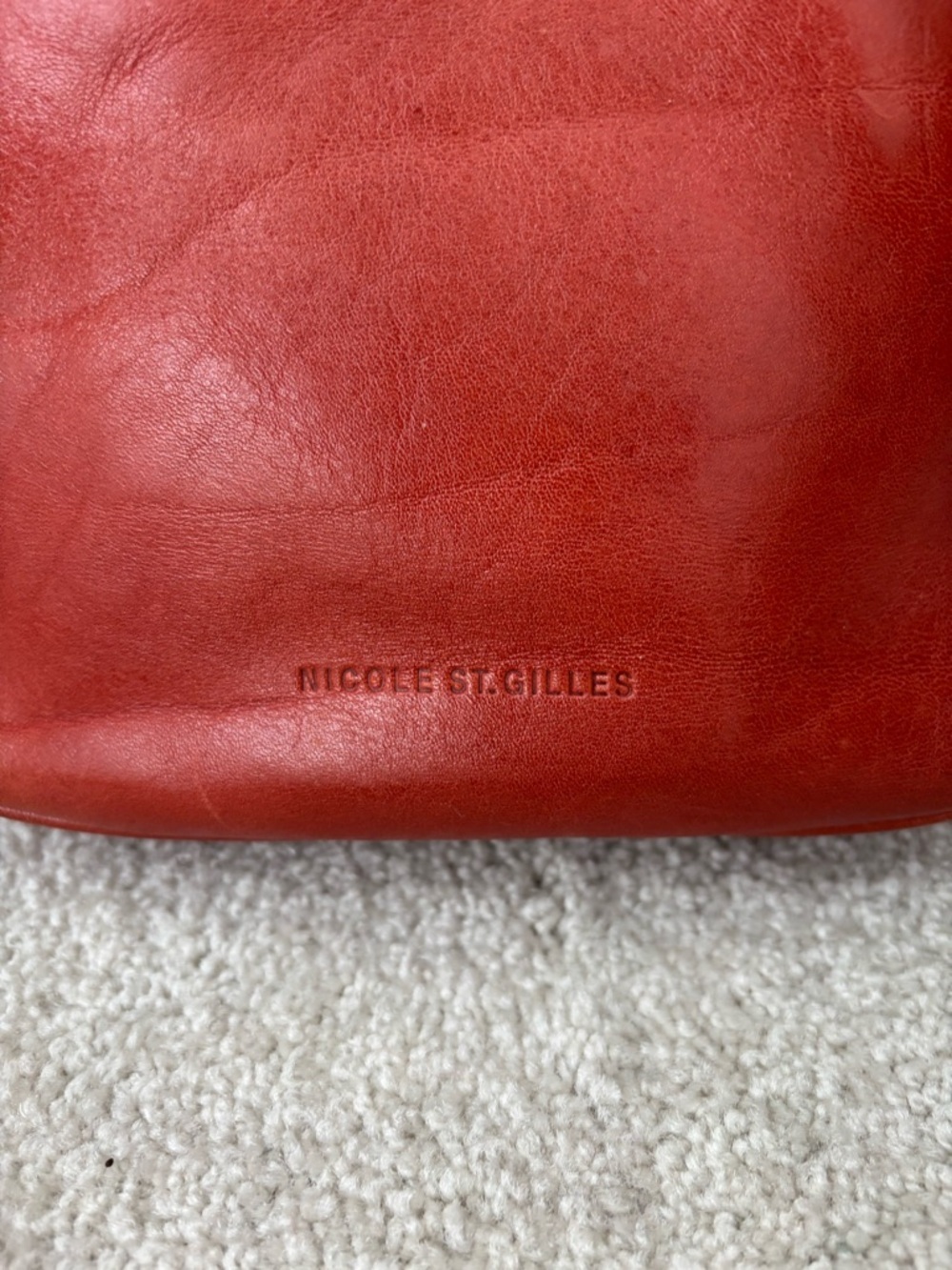 Nicole St Gilles Paris Leather Bucket Bag Rust Orange vintage crossbody - Picture 3 of 9